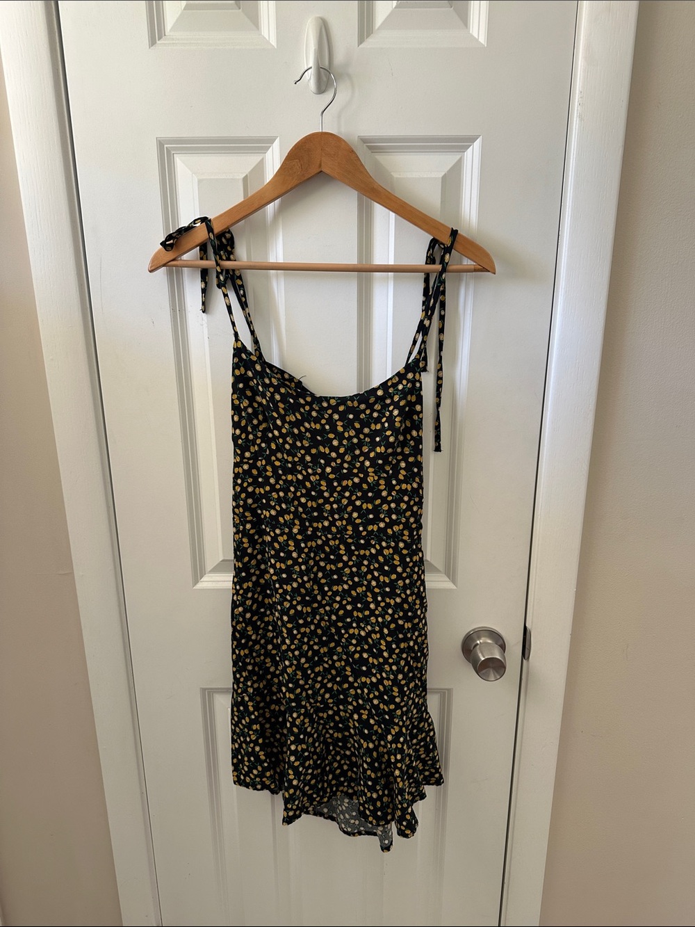 wild fable Black Mini Dress with Yellow Lemon Print